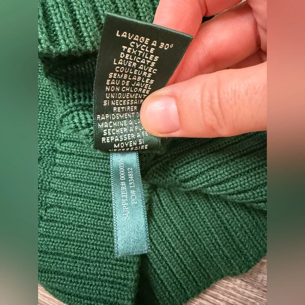 Lauren Ralph Lauren V-Neck Sweater Dark Green Small - Picture 6 of 7
